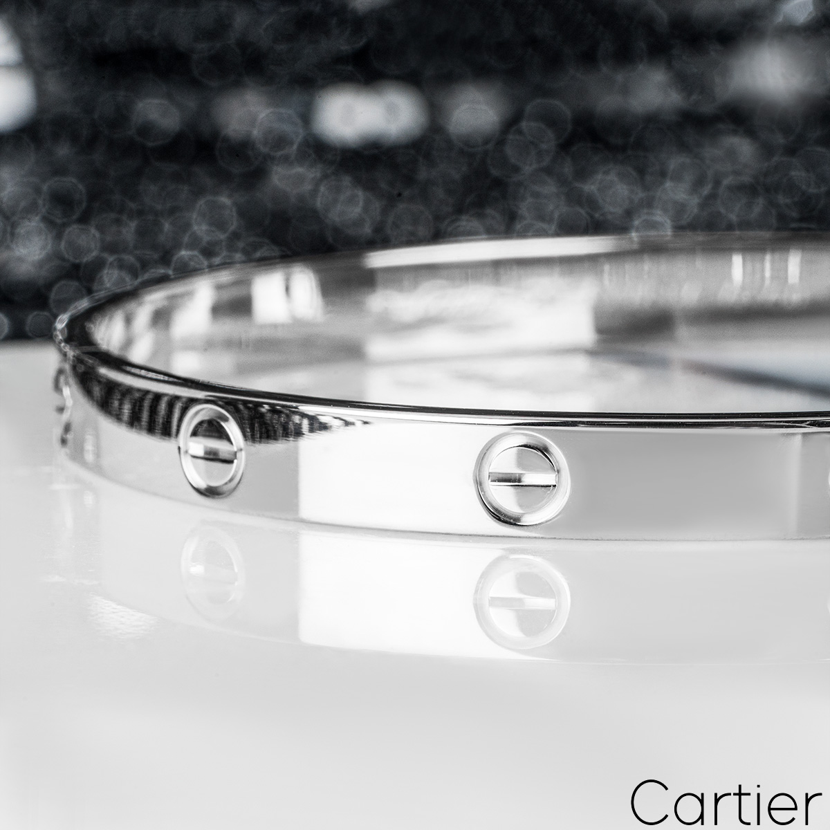 Cartier White Gold Plain Love Bracelet Size 20 B6067620